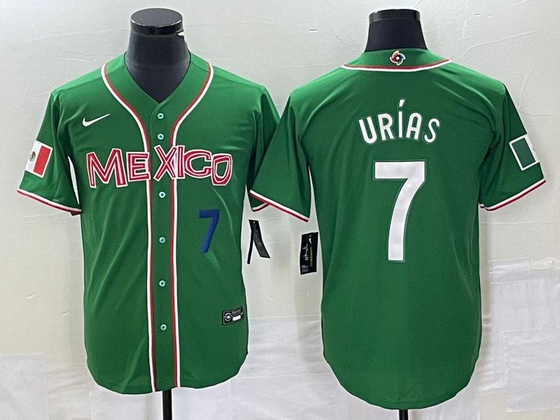 Men 2023 World Cub Mexico #7 Urias Green white Nike MLB Jersey13